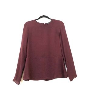 Theory Maroon Peplum Work Blouse